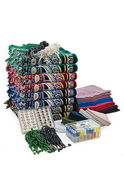 ihvan online 20 Kişilik Hac ve Umre Hediyelik Kadife Seccade Seti – Lüks (EMR)