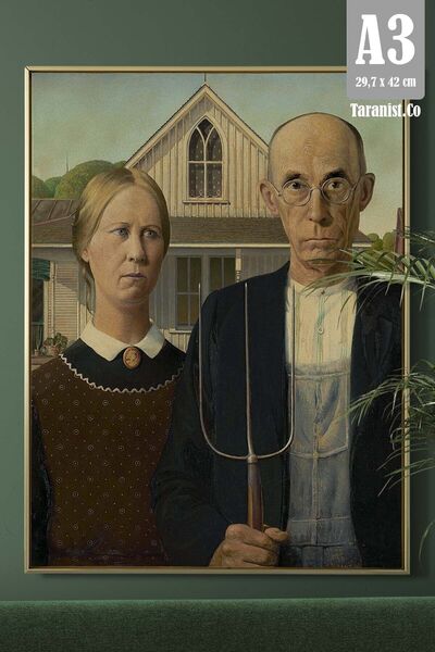 Taranist Kağıt Poster Amerikan Gotiği Grant Wood Ünlü Tablolar - Kuşe (30X42 CM)