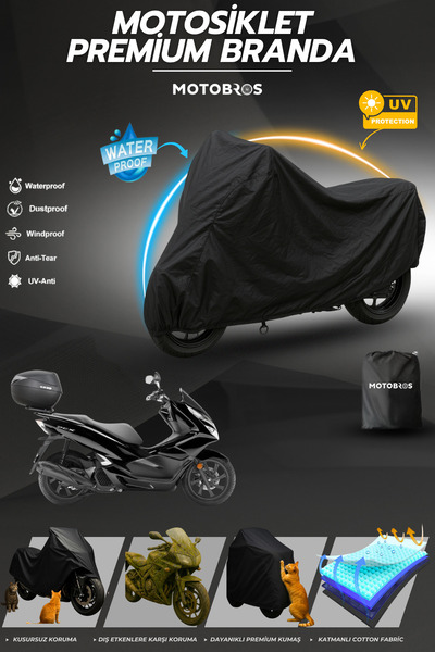 Motobros Honda Pcx Topcase Uyumlu Siyah Motosiklet Brandası Ömürlük Kullanım
