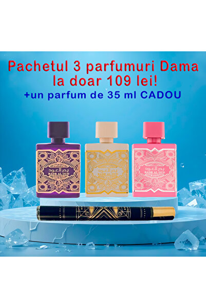 Al Fakhr Perfumes PACHET SPECIAL: Badr Al Oud Amethyst + Badr Al Oud Grace + Badr Al Oud Noble + 1x 35 ml Cadou