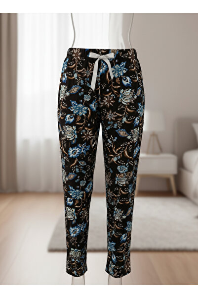 Altınay Cepsiz Çiçek Motifli Viskon Yazlık Kadın Pijama Altı