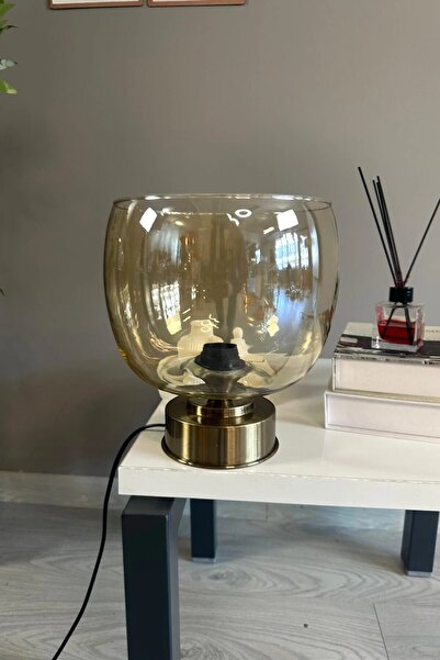 Bamyum Dijon Cam Bal Rengi Y Piramit Masa Lambası Dekoratif Masaüstü Aydınlat...