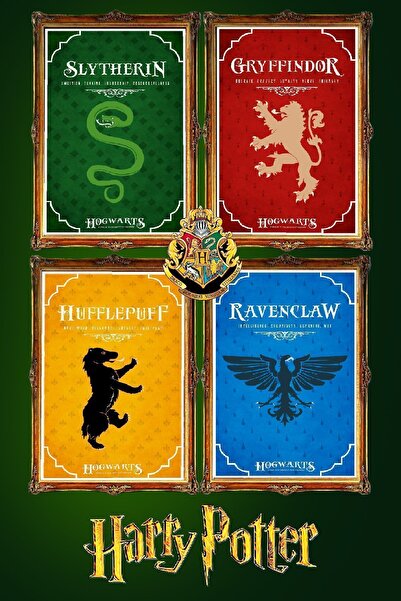 Taranist Kağıt Poster Harry Potter Gryffindor Hufflepuff Ravenclaw Slytherin ...