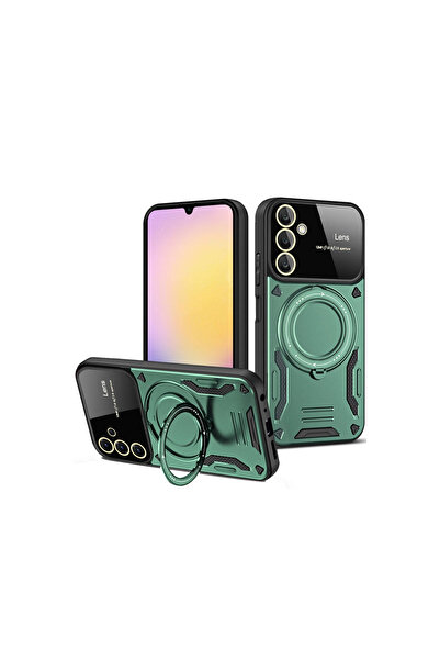 Twin Store غطاء حماية لعدسة الكاميرا من Art Galaxy A36 مع حامل - مختبر أخضر داكن