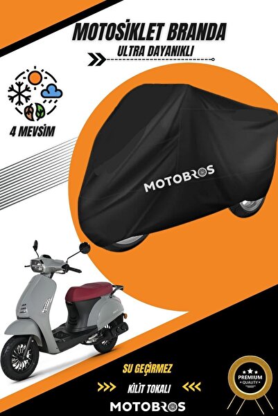 Motobros Motosiklet Branda 50 Cc Motor Brandası Siyah Su Geçirmez Dayanıklı (EN KALIN) Kumaş