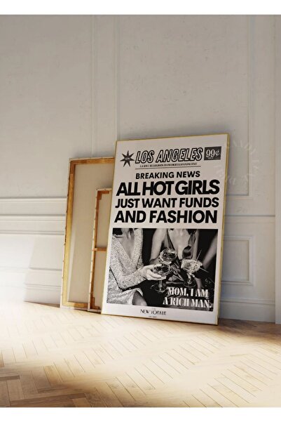 Taranist Kağıt Poster Vintage Girls "mom I Am A Rich Man" The New Yorker Kuşe...