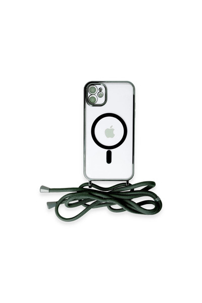 Twin Store جراب آيفون 12 ديفو ليزر معلق غطاء ماجسيف - أخضر داكن