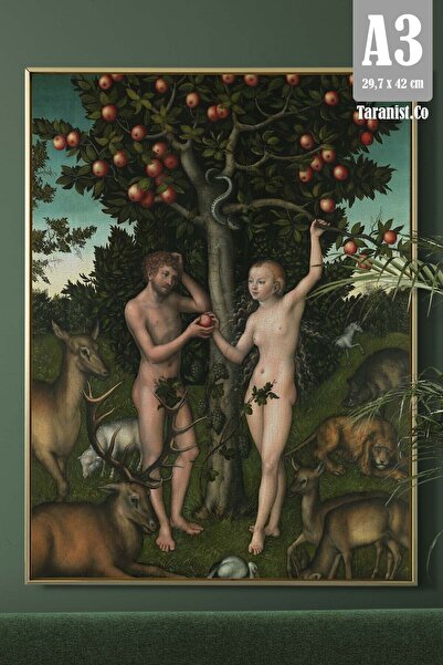 Taranist Kağıt Poster Cranach Adem Ve Havva - Ünlü Tablolar - Kuşe (30X42 CM)
