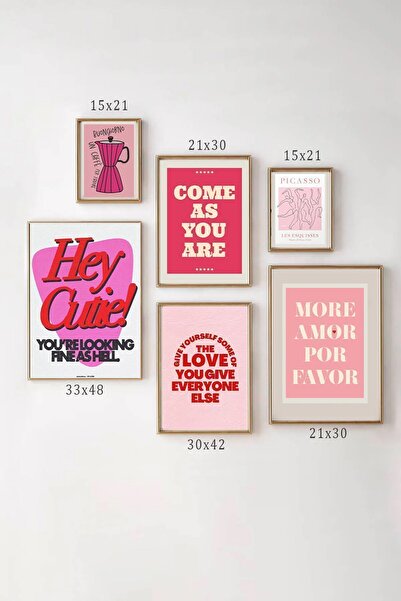 Taranist Çerçevesiz Poster - 5'li More Amore Aşk Love Dekor