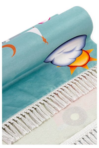 ihvan online Dijital Baskılı Çocuk Seccadesi - Arabalı Camili - 44 X 78 cm