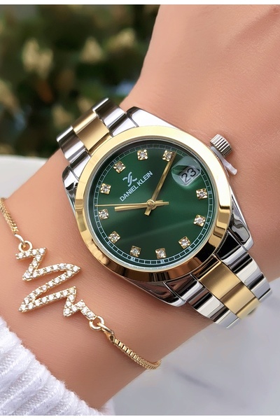 Daniel Klein Original Green Dial 2 Years Warranty Women's Wristwatch with Bracelet Gift