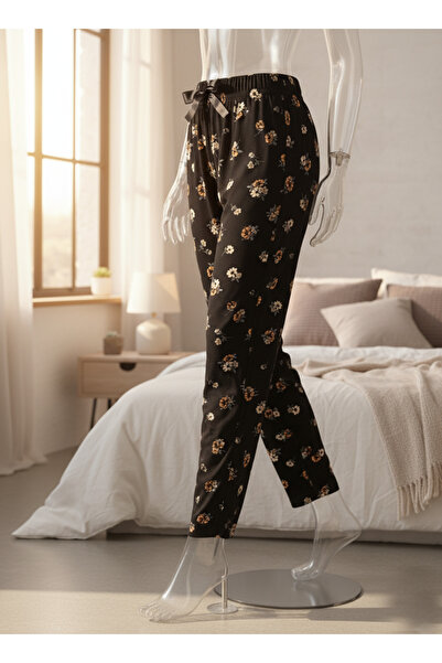 Altınay Floral Motif Pocketless Viscose Summer Women's Pajama Bottoms