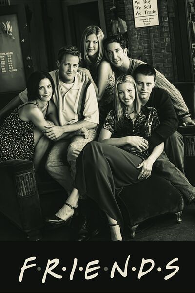 Taranist Kağıt Poster Siyah Beyaz Friends Dizi Kuşe Kalın (30X42 CM)