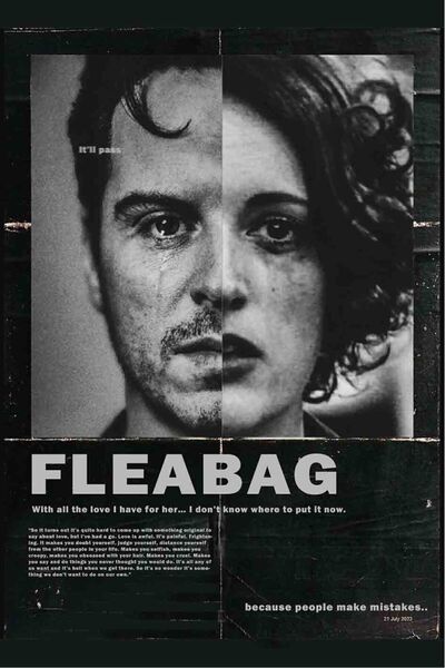 Taranist Kağıt Poster Fleabag Kuşe Kalın 33x48cm Siyah Polaroid Deforme Görünüm