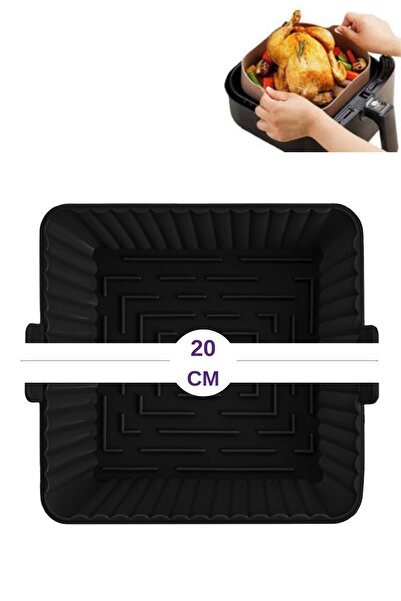 Flosoft Onikiden Yanmaz Yapışmaz Airfryer Silikon Kare Pişirme Kabı SL101 - Hava Fritözlerle Uyumlu 20x20cm