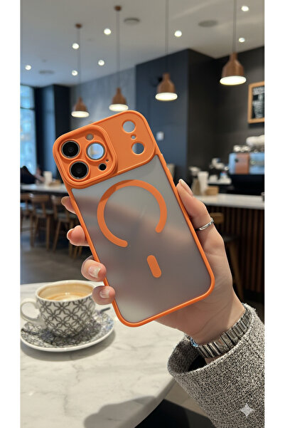 Hatreds iPhone 17 Pro Max Uyumlu MagSafe Özellikli Buzlu Turuncu Silikon Kılı...