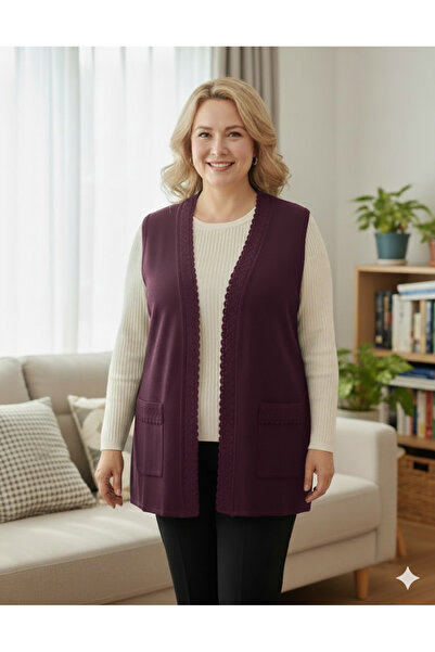 we are the best UYSALİDA Kadın Orta Yaş Ve Üzeri Triko Örgü Düğmesiz Anne Yelek
