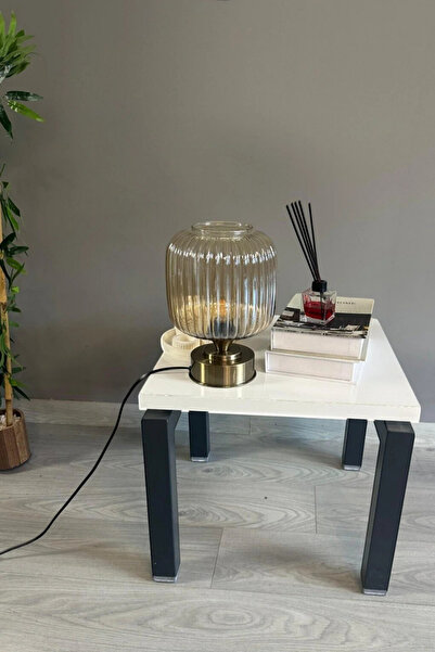 Bamyum Mopa Cam Bal Rengi Y Piramit Masa Lambası Dekoratif Masaüstü Aydınlatm...