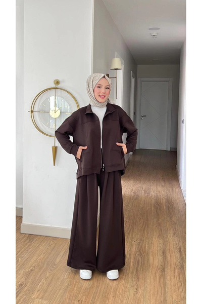 Mihran Butik Emily Modal Fabric Zippered Dress with Double Bottom Top Set