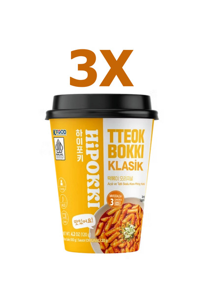 SANSKORE Hipokki Acı ve Tatlı Soslu Kore Tteokbokki Pirinç Keki 3 x 120 G