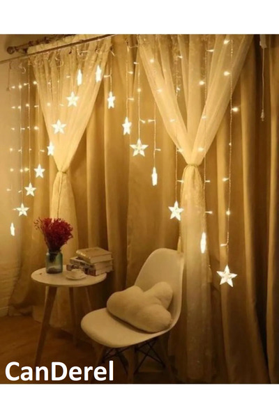 Jetcom Gün Işığı Yıldız Perde Led 8 Mod Saçaklı Led Işık Aydınlatma Çarpraz