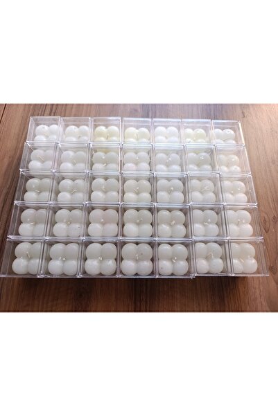Buğlem Hediyelik 30 Adet Mika Kutulu Beyaz Mini Buble Kokulu Mum Seti