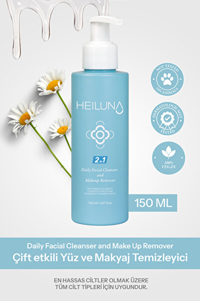 Heiluna Çift Etkili Yüz & Makyaj Temizleyici 150 ml – Yeşil Çay, Meyan Kökü &...