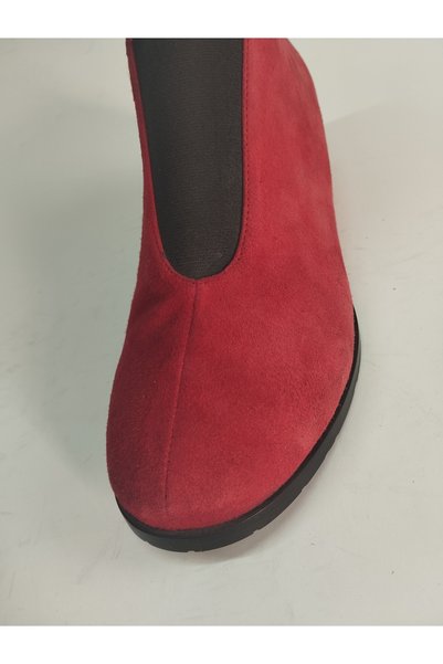 Lucciola Women's Genuine Leather Sole Accessory Detailed Red Suede Boots