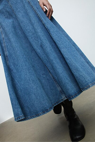 Stradivarius Layered denim midi skirt