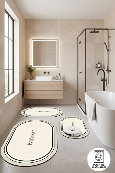 Chilai Home Farbelle 3-Piece Bath Mat Set, Non-Slip Base Djtbanyo