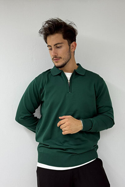 thesunfyre Men's Slim-Fit Polo Collar Half-Zip Premium Knitwear Sweater