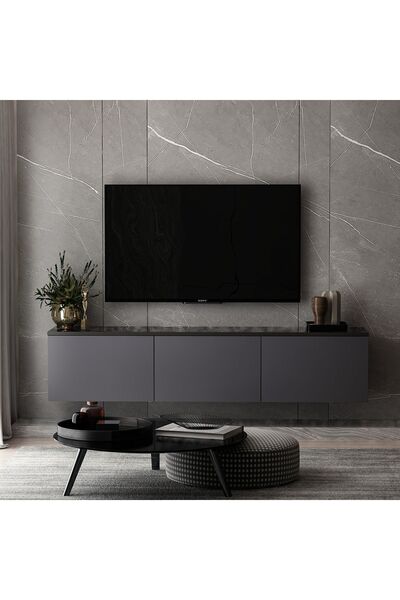 İNARCH DİZAYN Neon Duvara Monte 3 Kapaklı TV Sehpası – 160 cm – Minimal Tasar...