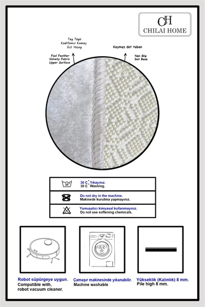 Chilai Home Comfort Banyo Halısı 2'li Set Banyo Paspası Kaymaz Tabanlı Klozet Takımı