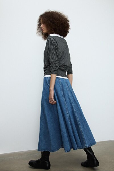 Stradivarius Layered denim midi skirt