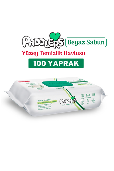 Paddlers Easy Clean Beyaz Sabun Katkılı Yüzey Temizlik Havlusu 100 Yaprak