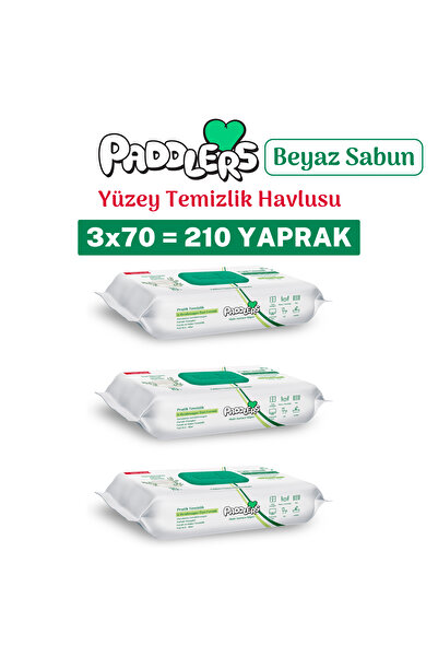 Paddlers Easy Clean Beyaz Sabun Katkılı Yüzey temizlik Havlusu 3x70 (210 Yaprak)