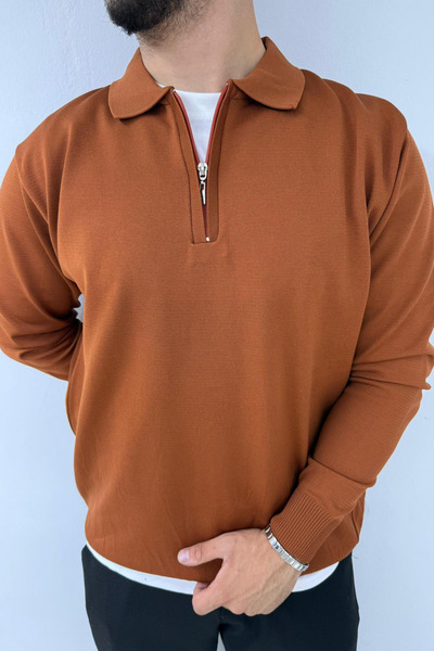 thesunfyre Men's Slim-Fit Polo Collar Half-Zip Premium Knitwear Sweater