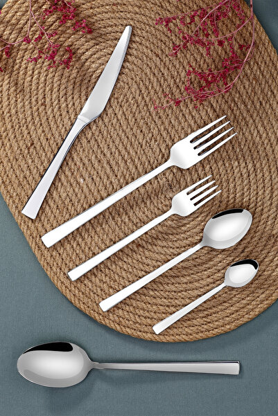 Gökdil Tuana Boxed 72 Piece Plain Steel Cutlery Set for 12 People