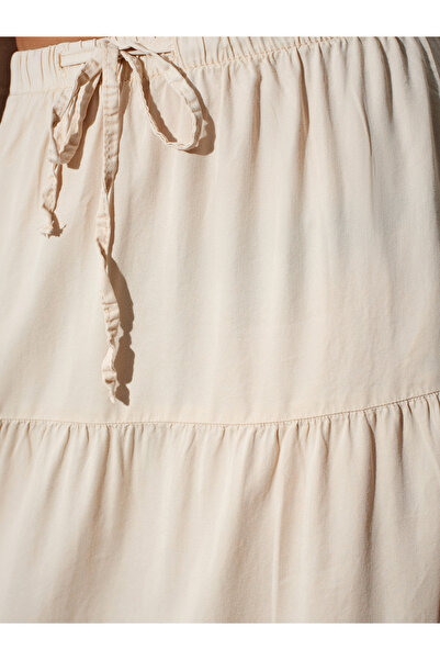 Dilvin 80588 Elastic Waist Gathered Denim Skirt-Stone