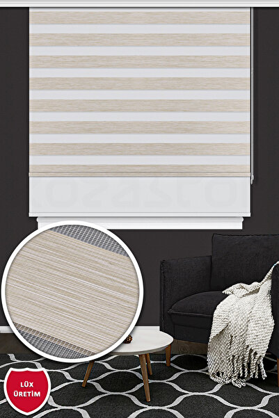 Kozastor Çift Mekanizmalı Bej Zebra Stor Perde İZ 125e V02