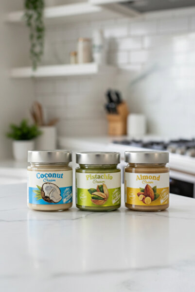 Frapella Antep Fıstık Ezmesi, Badem Kreması, Hindistan Cevizli Kreması 3 Adet x 220 Gr.