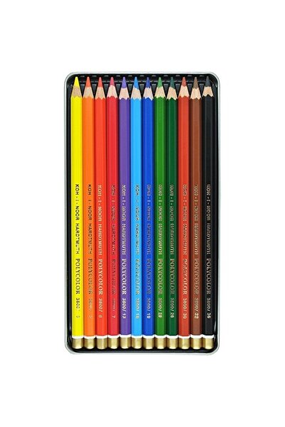 Koh-i Noor Kohinoor Polycolor Kuruboya Kalem Seti 12'Li Metal Kutu N:3822