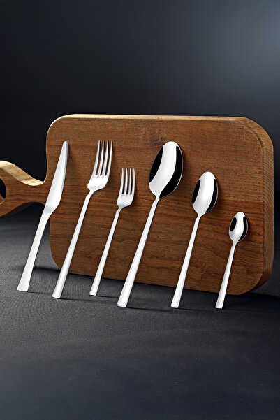 Gökdil Tuana 36-Piece Plain 6-Person Steel Fork & Spoon & Knife Set