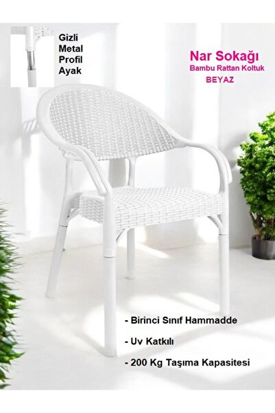 nar sokağı Bambu Rattan Kollu Sandalye Koltuk