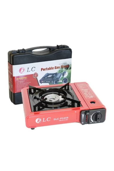 DLC Two Way Portable Camping Stove with 4 Butane Cartridges RED