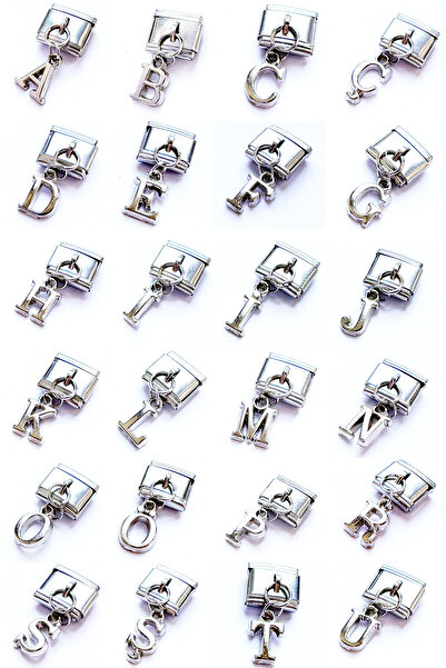 Takı Dükkanı Kişiye Özel Sallantılı Harfli İtalyan Paslanmaz Çelik Unisex Bileklik Charmı scb64