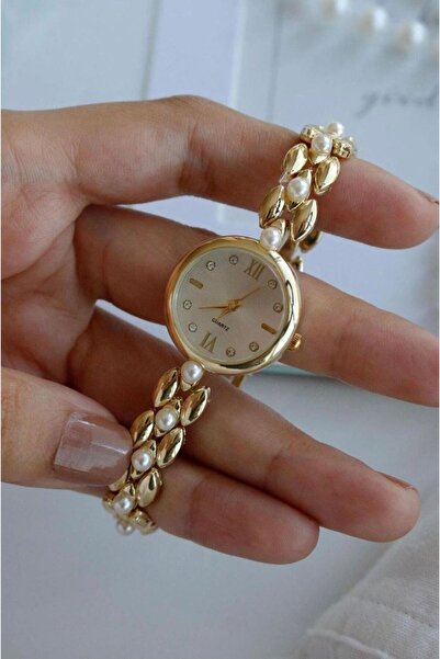 Leerybee Minimal İnci Metal Kordon Kadın Kol Saati Özel Kutulu Sevgiliye Hediye Arkadaşa Hediye Doğum Günü