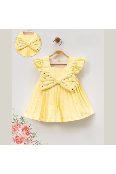 Micii Ștrumfi Yellow Kamelia dress for girls - 100% cotton