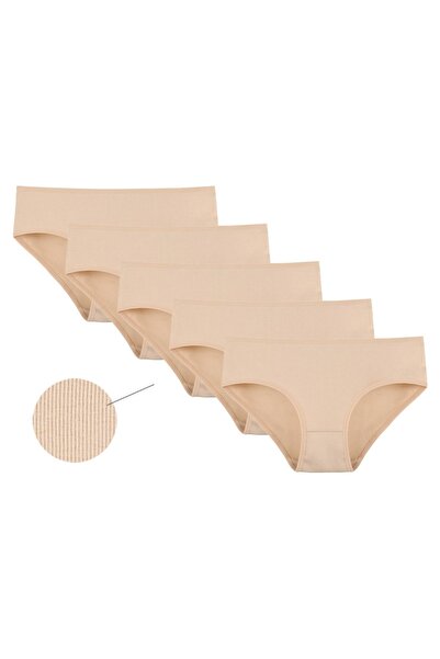 Donella 5-Piece Medium Waist Cotton Lycra Camisole Skin Colored Women's Panties