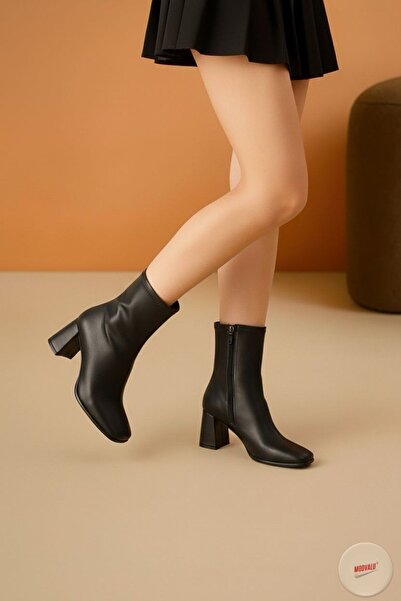 MODVALU حذاء بكعب نسائي أسود ذو مقدمة حادة